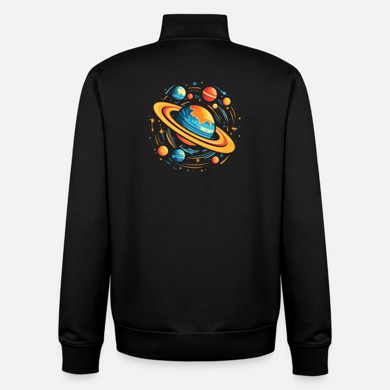 Space Galaxy Planets - Unisex Organic Zip Sweatshirt by Stanley/Stella - black