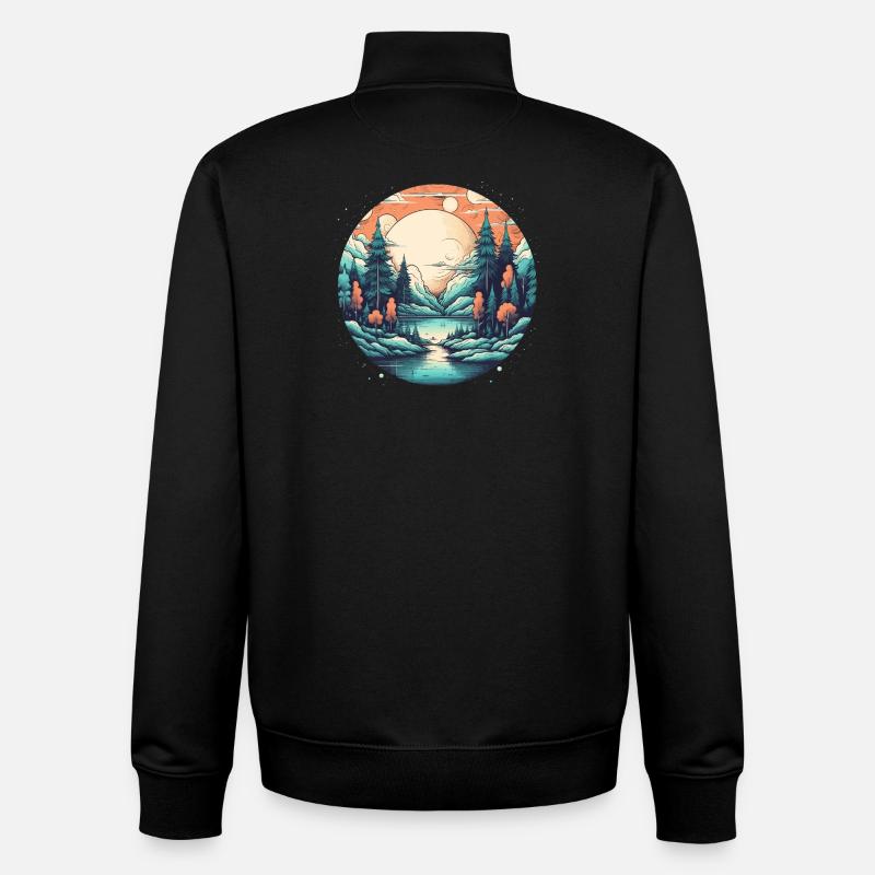 Mondlichtwald am See - Unisex Organic Zip Sweatshirt von Stanley/Stella - Schwarz