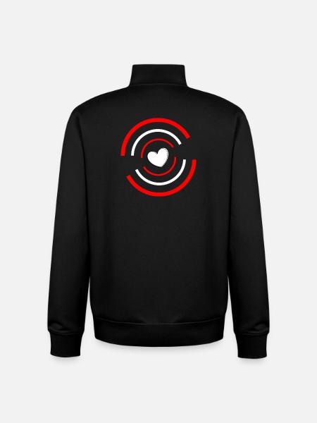 Heart red white - Unisex Organic Zip Sweatshirt by Stanley/Stella - black