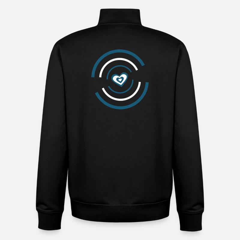 Coeur bleu Saint-Valentin - Sweat zippé unisexe en coton bio Stanley/Stella - noir