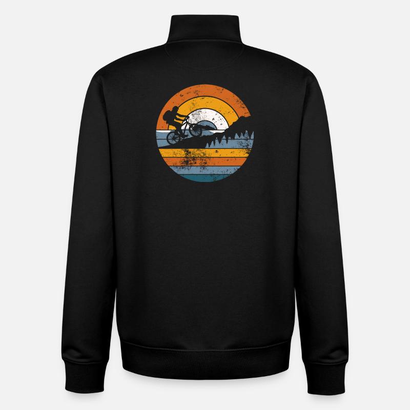 Retro Ridge Bicycle Sunset - Unisex Organic Zip Sweatshirt by Stanley/Stella - black
