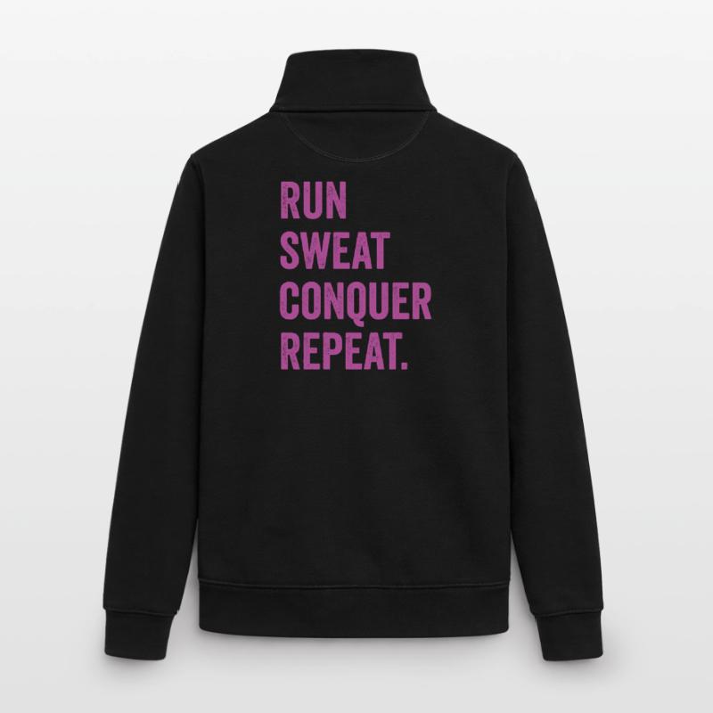 Run. Sweat. Conquer. Repeat. Unisex Organic Zip Sweatshirt by Stanley/Stella