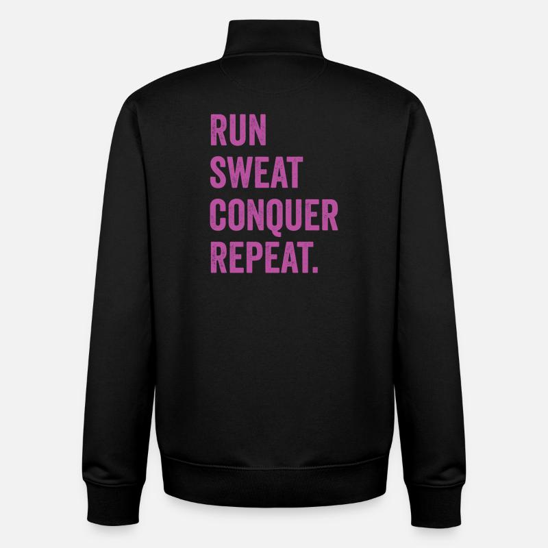 Run. Sweat. Conquer. Repeat. - Unisex Organic Zip Sweatshirt by Stanley/Stella - black