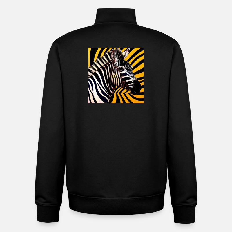 Zèbre - Sweat zippé unisexe en coton bio Stanley/Stella - noir