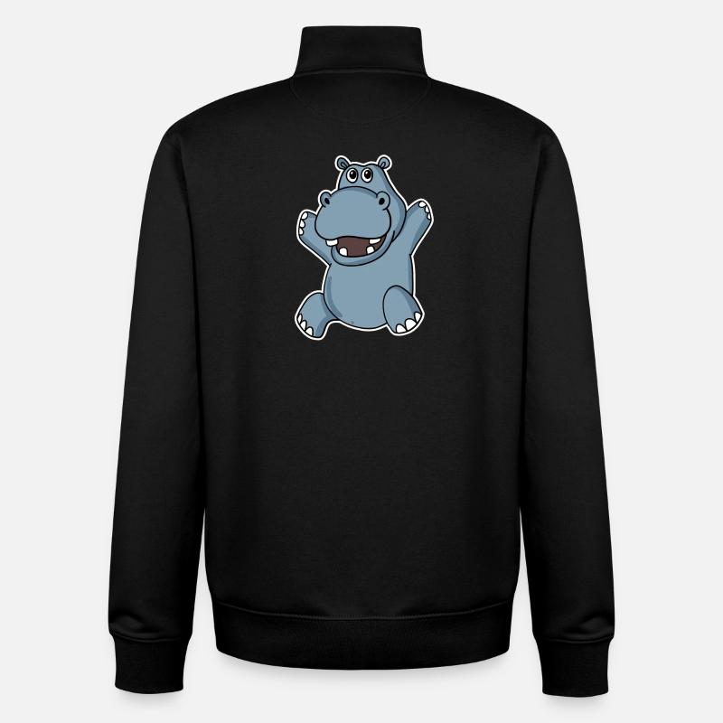 Cute hippopotamus - Unisex Organic Zip Sweatshirt by Stanley/Stella - black