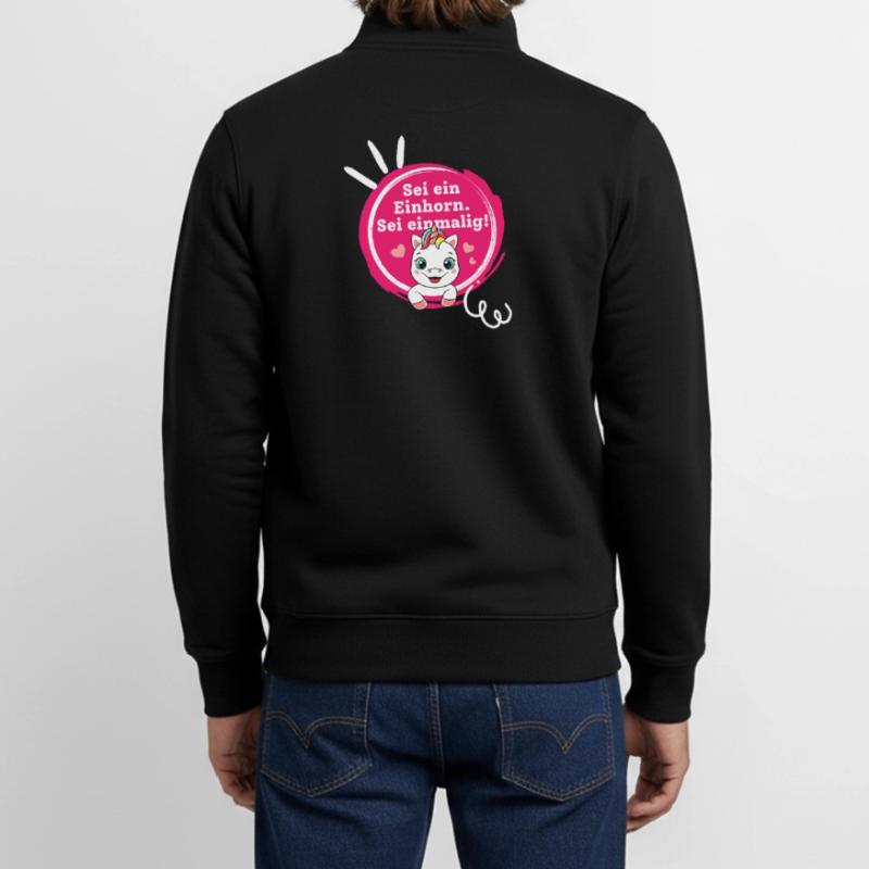 Sei ein Einhorn, Sei Einmalig! Unisex Organic Zip Sweatshirt von Stanley/Stella