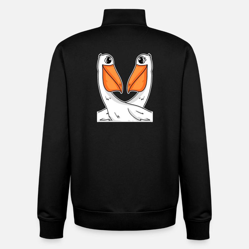 Deux pélicans - Sweat zippé unisexe en coton bio Stanley/Stella - noir