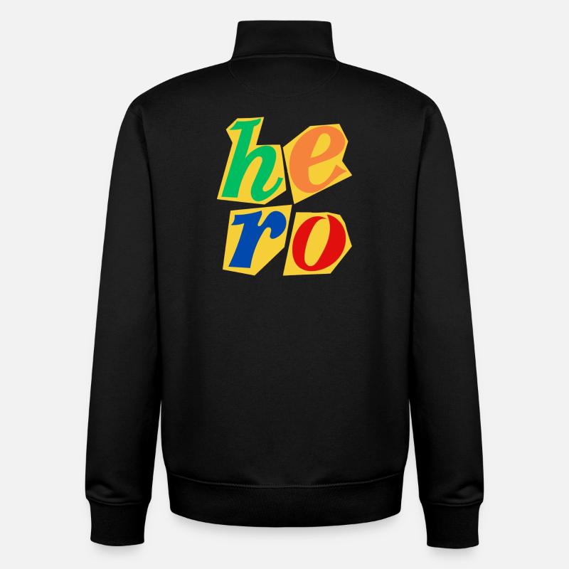 Conception de lettres majuscules Hero - Sweat zippé unisexe en coton bio Stanley/Stella - noir