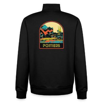 Futuroskop Illustration Wappenschild, Poitiers Frankreich - Unisex Organic Zip Sweatshirt von Stanley/Stella - Schwarz - Hinten - AI Model Male 185 light (185cm)