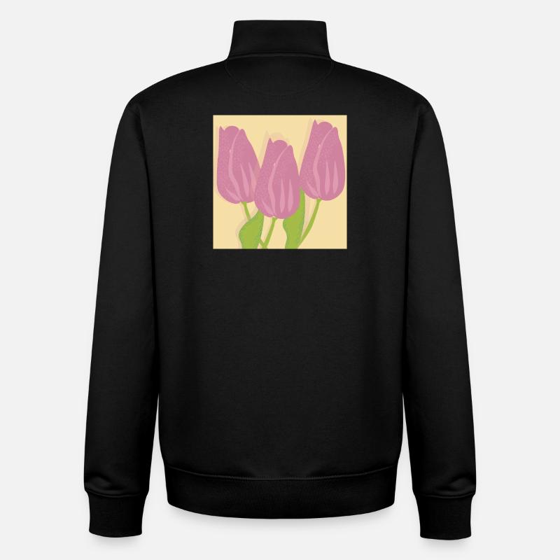 Tulipes - Sweat zippé unisexe en coton bio Stanley/Stella - noir