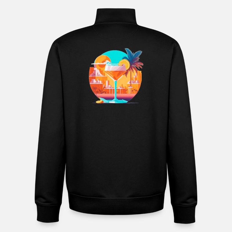 Cocktail des années 80 - Sweat zippé unisexe en coton bio Stanley/Stella - noir