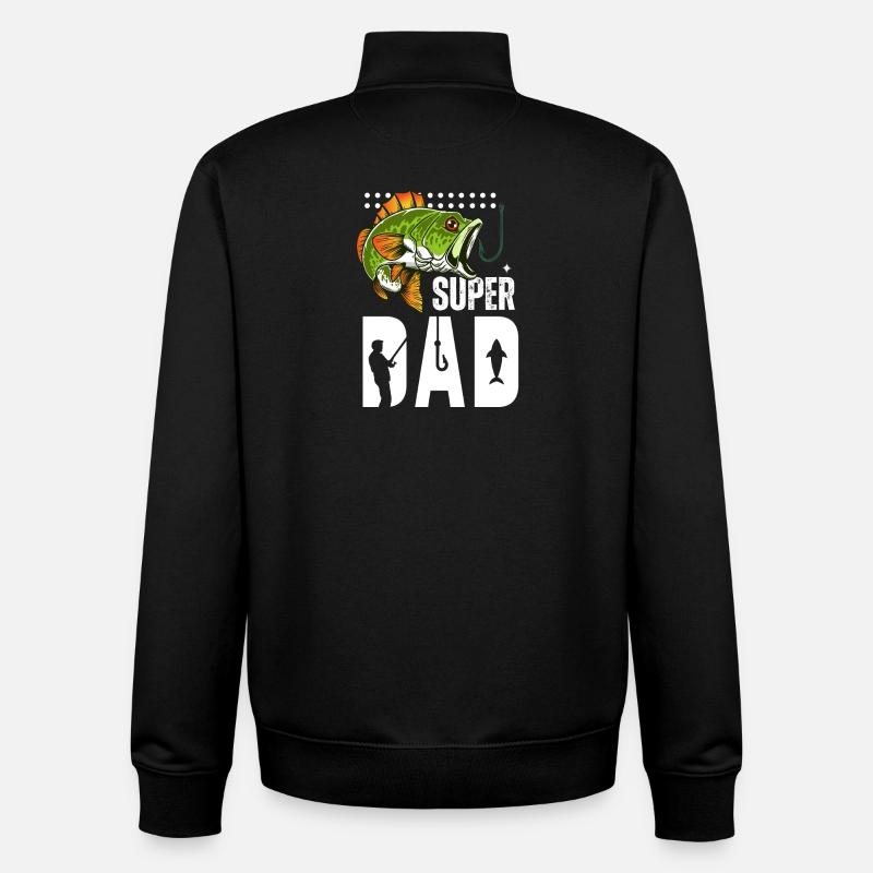 Super Dad Pêche Poisson Géant - Sweat zippé unisexe en coton bio Stanley/Stella - noir