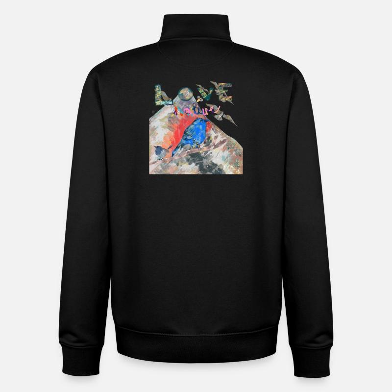 LOVE NATURE - Unisex Organic Zip Sweatshirt by Stanley/Stella - black