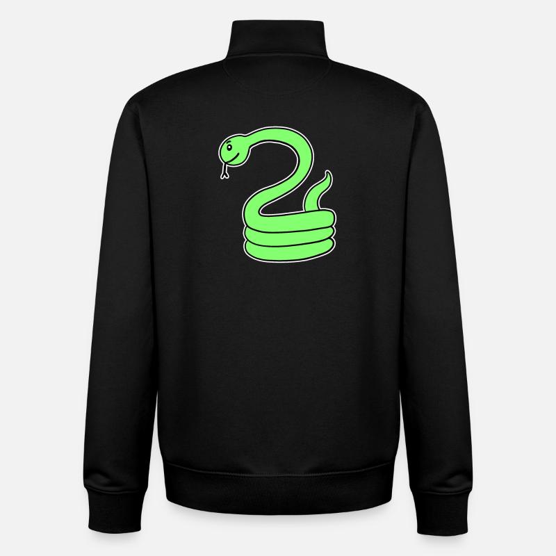 Serpent - Serpent vert - Sweat zippé unisexe en coton bio Stanley/Stella - noir