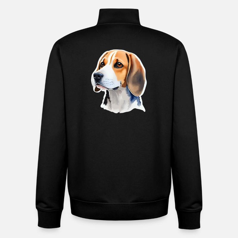 Beagle - Sweat zippé unisexe en coton bio Stanley/Stella - noir