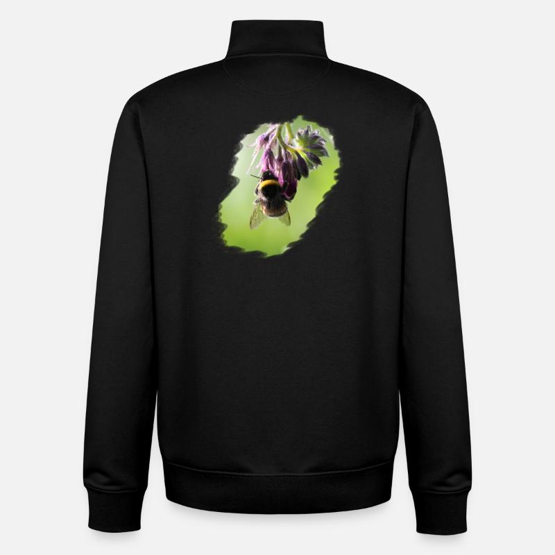 Abeille sur fleur gros plan - Sweat zippé unisexe en coton bio Stanley/Stella - noir