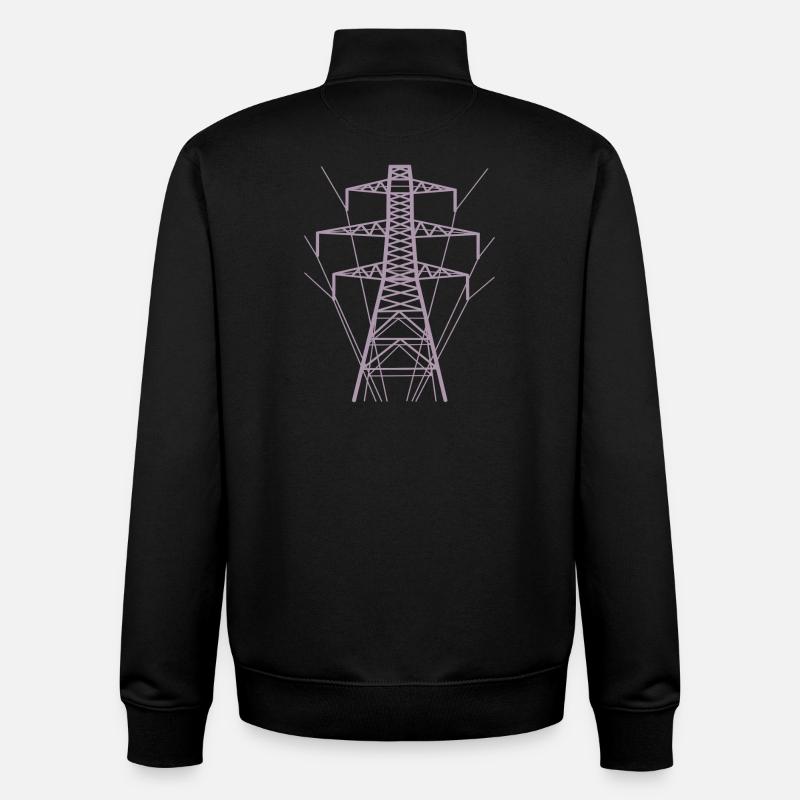 Silhouette de poteau électrique blanc - Sweat zippé unisexe en coton bio Stanley/Stella - noir