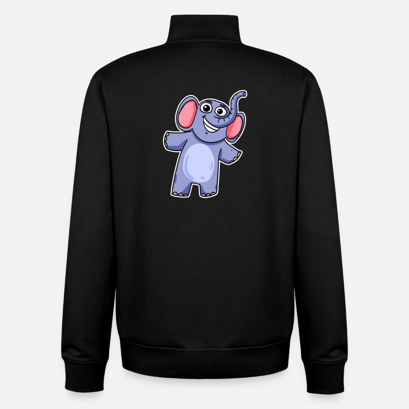Mignon petit éléphant - Sweat zippé unisexe en coton bio Stanley/Stella - noir
