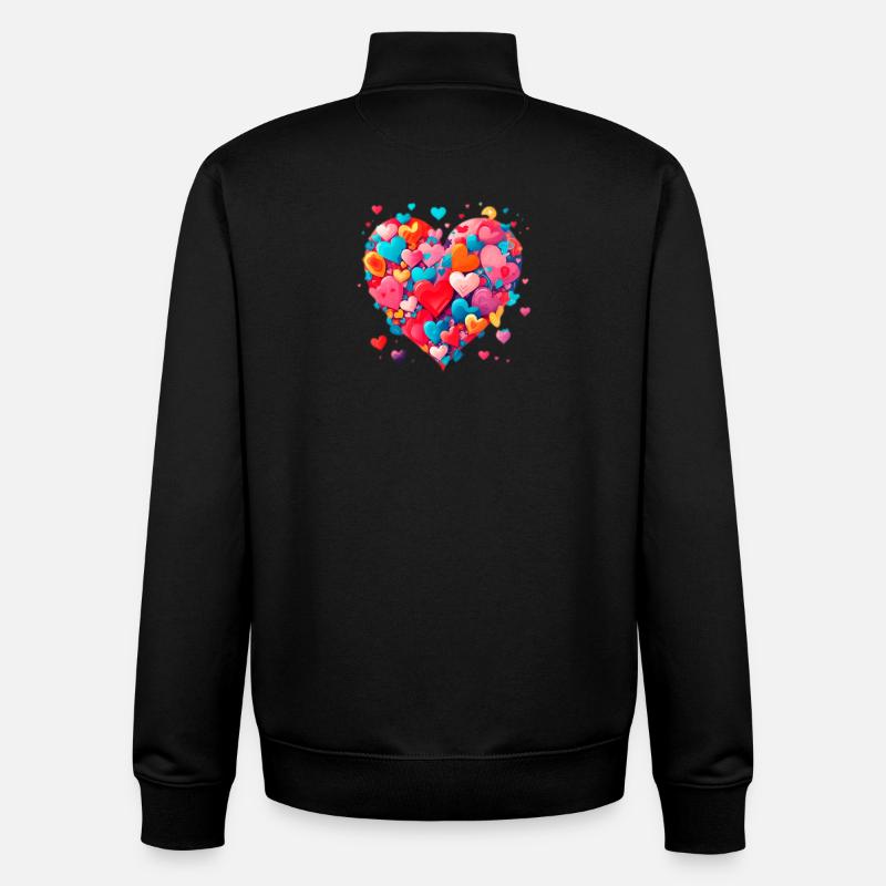 Love Heart - Unisex Organic Zip Sweatshirt by Stanley/Stella - black