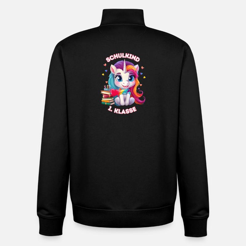 Schulkind Einhorn 1 Klasse - Unisex Organic Zip Sweatshirt von Stanley/Stella - Schwarz