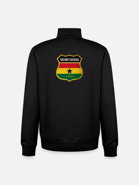 Drapeaux de Sekondi-Takoradi Ghana - Sweat zippé unisexe en coton bio Stanley/Stella - noir