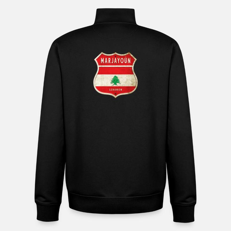 Marjayoun Liban Armoiries Drapeaux Design - Sweat zippé unisexe en coton bio Stanley/Stella - noir