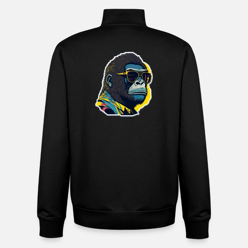 Gorilla with sunglasses - Unisex Organic Zip Sweatshirt by Stanley/Stella - black