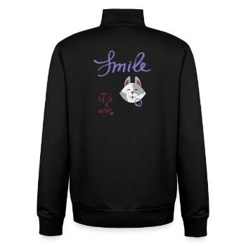 Sourire, Rire, Chat - Sweat zippé unisexe en coton bio Stanley/Stella - noir - Dos - AI Model Male 185 light (185cm)