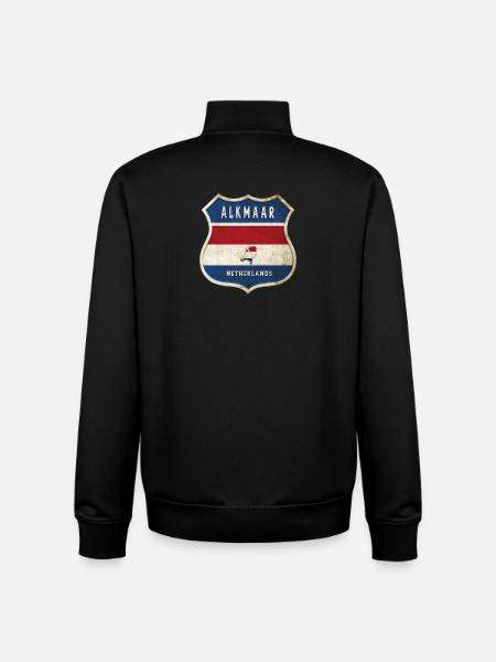 Alkmaar Pays-Bas Drapeaux Armoiries - Sweat zippé unisexe en coton bio Stanley/Stella - noir