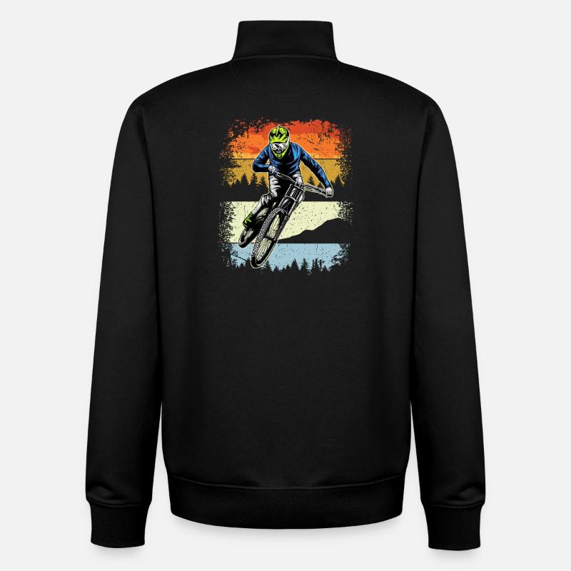 Sunset Trail MTB Rider - Unisex Organic Zip Sweatshirt by Stanley/Stella - black