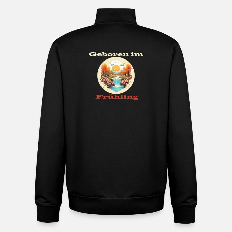 Geboren im Frühling - Unisex Organic Zip Sweatshirt von Stanley/Stella - Schwarz