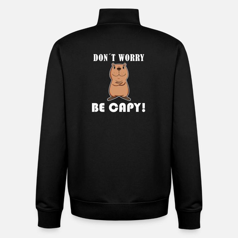 Capybara Wasserschwein - Sweat zippé unisexe en coton bio Stanley/Stella - noir