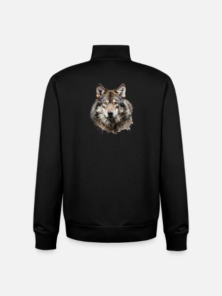 Wolf Portrait – Wildtier Alpen Design - Unisex Organic Zip Sweatshirt von Stanley/Stella - Schwarz