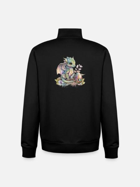 Fabelhafter Baby-Drachen mit Blumen - Unisex Organic Zip Sweatshirt von Stanley/Stella - Schwarz