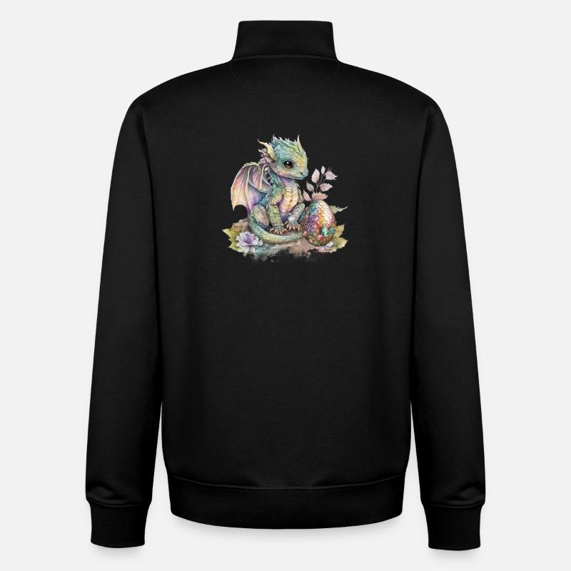 Fabelhafter Baby-Drachen mit Blumen - Unisex Organic Zip Sweatshirt von Stanley/Stella - Schwarz