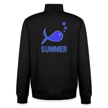 POISSON. PLAGE. MER. SURF. OCEAN. HUMOUR. VACANCES - Sweat zippé unisexe en coton bio Stanley/Stella - noir - Dos - AI Model Male 185 light (185cm)