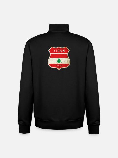 Sidon Liban Armoiries Drapeaux Design - Sweat zippé unisexe en coton bio Stanley/Stella - noir