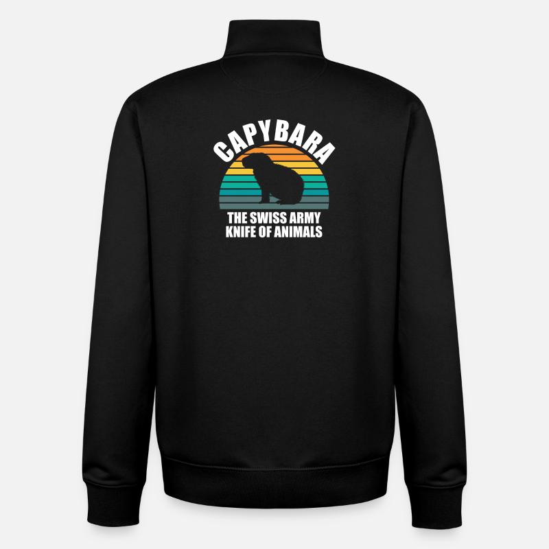 Capybara Zoo Animal Design - Unisex Organic Zip Sweatshirt by Stanley/Stella - black
