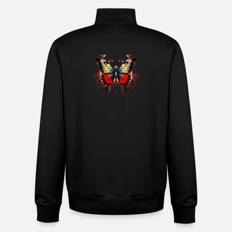 Farbenfroher Schmetterling mit Blut-Splatter-Desig - Unisex Organic Zip Sweatshirt von Stanley/Stella - Schwarz