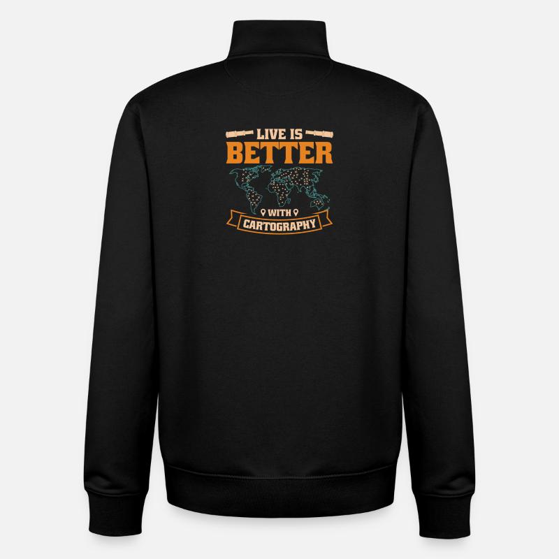 Kartografie Design - Unisex Organic Zip Sweatshirt von Stanley/Stella - Schwarz