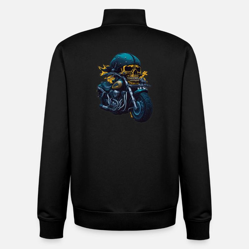 Crâne de motard - Sweat zippé unisexe en coton bio Stanley/Stella - noir