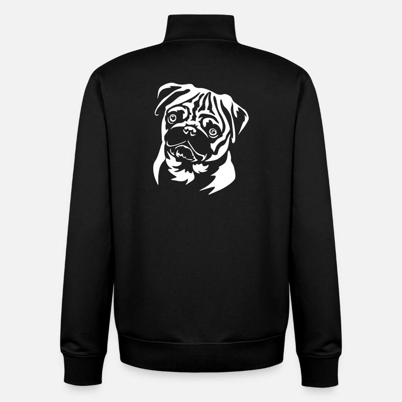 Mops Kopf "Black Edition" - Unisex Organic Zip Sweatshirt von Stanley/Stella - Schwarz
