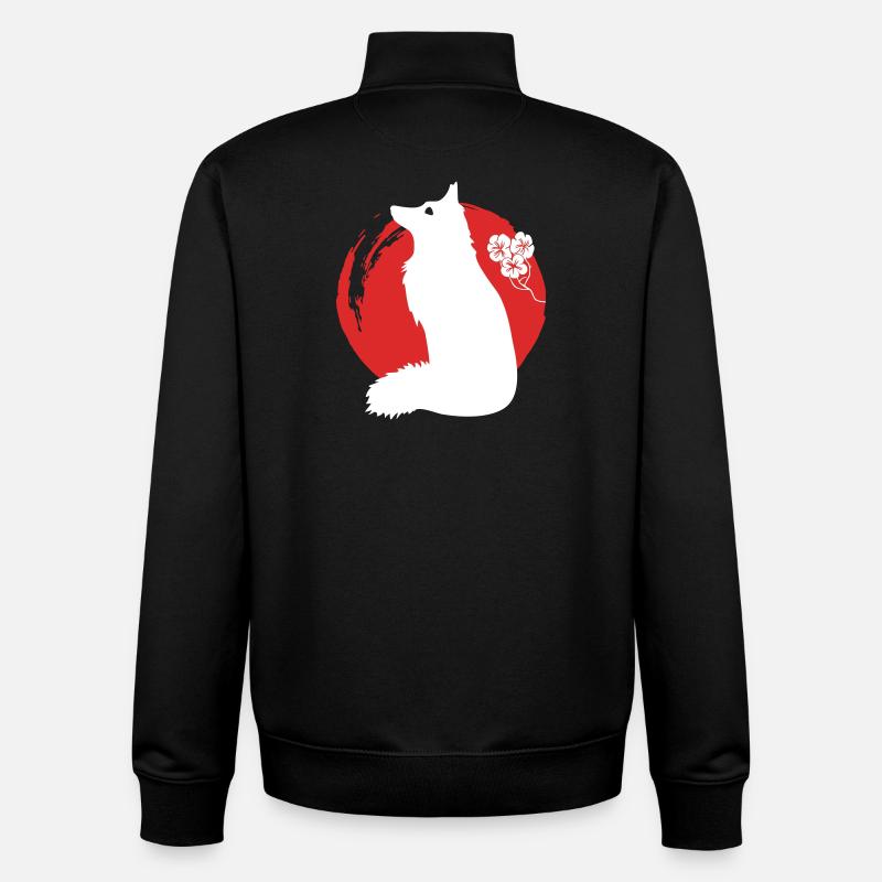 Fox Silhouette Japonais - Sweat zippé unisexe en coton bio Stanley/Stella - noir
