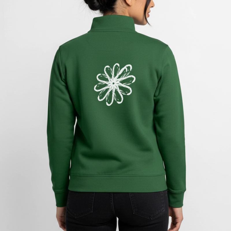 Pattern border effect flower white Unisex Organic Zip Sweatshirt by Stanley/Stella