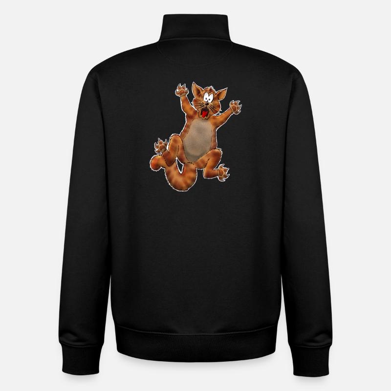 Crazy Cat - Unisex Organic Zip Sweatshirt von Stanley/Stella - Schwarz