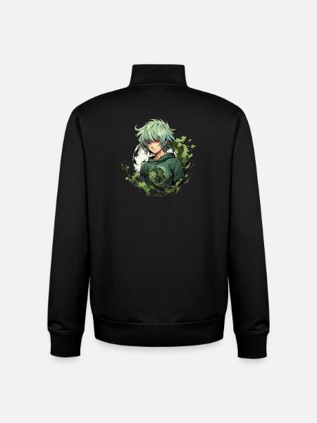 Manga Boy Design - Unisex Organic Zip Sweatshirt by Stanley/Stella - black