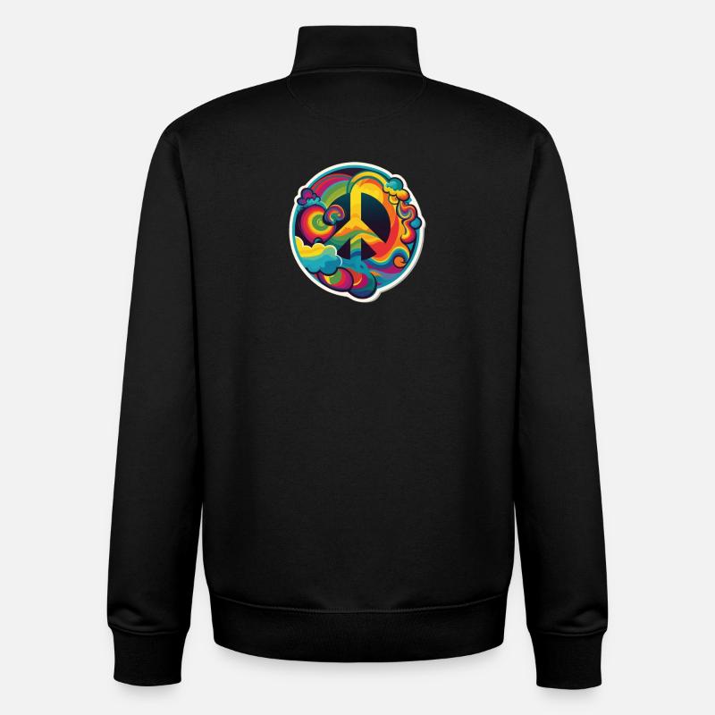 Psychedelisches Peace Zeichen - Unisex Organic Zip Sweatshirt von Stanley/Stella - Schwarz