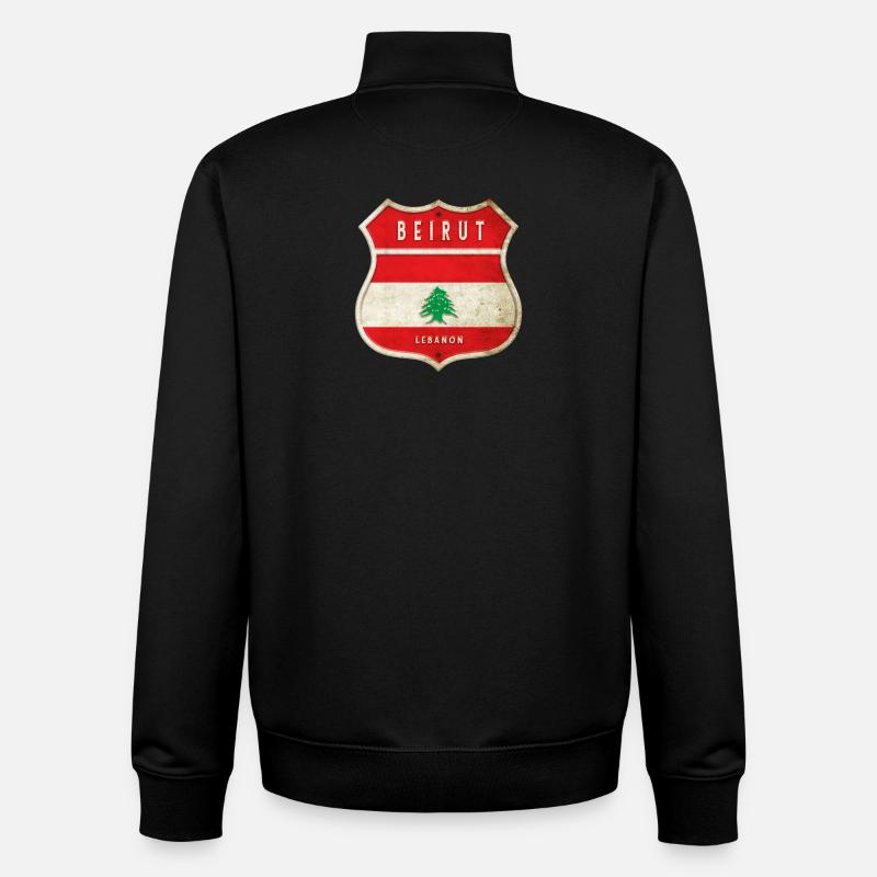 Beirut Libanon Wappen Flaggen Design - Unisex Organic Zip Sweatshirt von Stanley/Stella - Schwarz