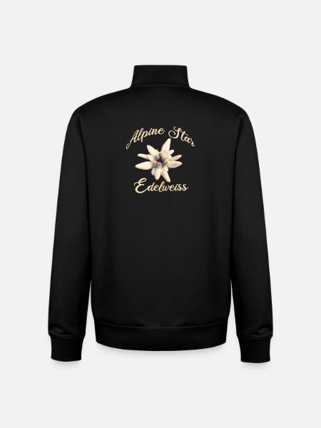 Alpine Star Edelweiss – Alpine Flower Design - Unisex Organic Zip Sweatshirt by Stanley/Stella - black