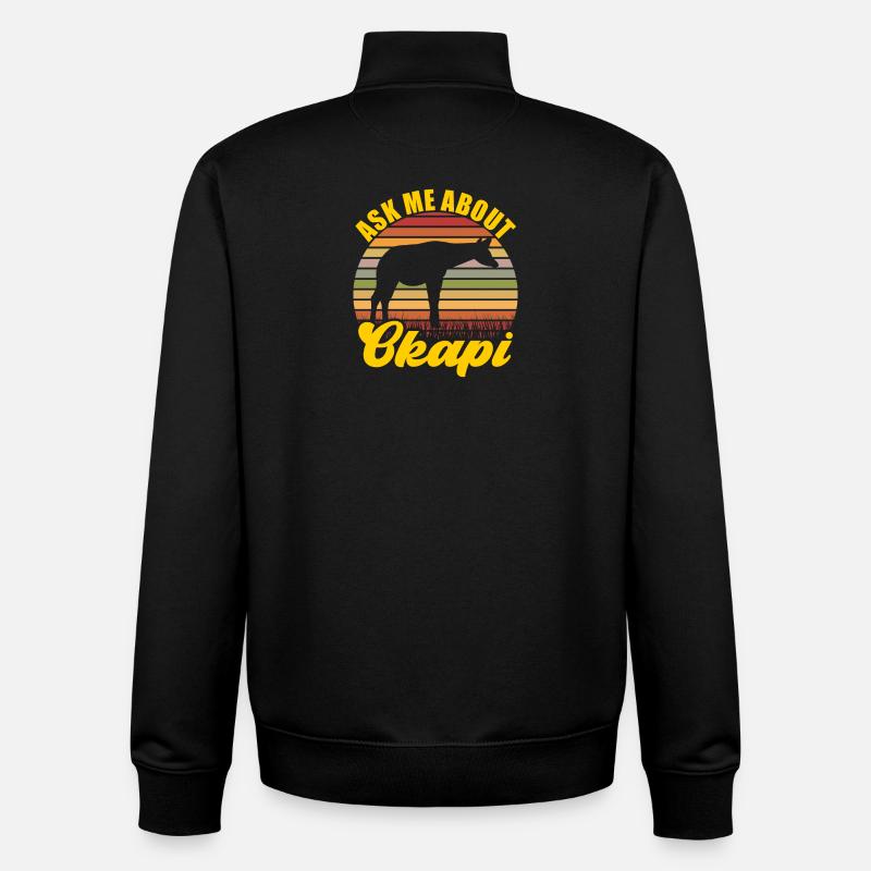 Découvrez l'okapi à l'état sauvage - Sweat zippé unisexe en coton bio Stanley/Stella - noir